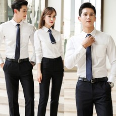작업복 2020봄여름 면소재 제복셔츠 여성퓨어컬러 셔츠 남여공용 판매 근무복 유니폼 정장 OL, C01-8369핑크 면소재