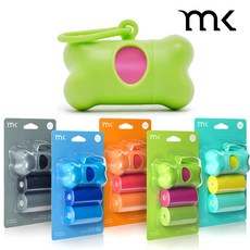 [땡스스탬프] MK 풉백 강아지 배변봉투 케이스 똥츄, 1개, MK 디스펜서+리필 60매 그린/핑크