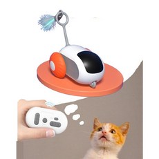 YAPOGI 뛰어다니 스마트 자동 장난감 움직이는 토이차 반려동물 셀프 고양이 사냥, 오렌지, 1개