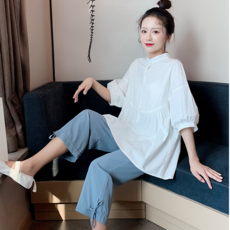 HY 임산부 외출 캐주얼 상하 블라우스 세트 빅사이즈