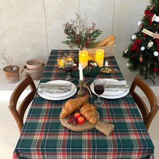 크리스마스 테이블보 키친크로스 홈파티 연말파티 테이블셋팅 식탁보 2인 4인 6인, 90X90