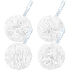AmazerBath Amazer Bath Loofah 스폰지 75g피스 각질제거 바스 바디 스크러버 Loofa 4종 세트 솜사탕 4중주 라지, Medium (Pack of 4), White, 1개