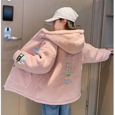 투나이언 여아 가을 겨울 자켓 심플 베어 뽀글이 점퍼 초등학생 기모 양털 코트 아우터