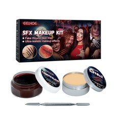 EELHOE SFX 메이크업 키트 흉터 왁스 할로윈 무대 가짜 상처 피부 파티 혈액 페인팅 특수 효과 세트, [01] 1 set, 1개