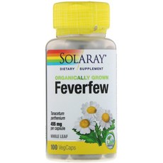 Solaray 유기농 재배 피버퓨 455mg 베지 캡슐 100정, 1개, 상세내용참조