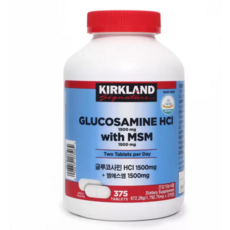 커클랜드 글루코사민 HCI1500mg+엠에스엠1500 mg, 상세페이지 참조, 1개, 375정