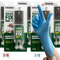 오공 에폭시 접착제 주사기형 + 철공자 작업장갑 투명 강력 본드 타일 금속 돌 철 석재 만능 목재 쇠, 5세트