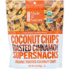 메이드 인 네츄럴 Made in Nature 유기농 코코넛 칩 토 스티드 시나몬 슈퍼 스낵 85g (3oz), 1개
