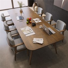 8인용식탁 10인용식탁 테이블 수입 카페 대형 원목 회의장 롱테이블 의자세트, 180x80x75 5cm