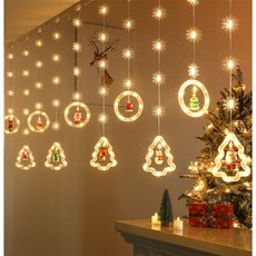 워스해빙 블링블링 크리스마스 눈꽃 LED 가랜드 알전구 줄조명 건전지타입 (링+트리/링+별), [1]링+트리 눈꽃 줄조명