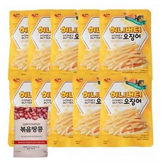 [더먹다] 허니버터 오징어 30g x 10봉 + 볶음땅콩1개 건어물안주 아이들간식, 허니버터10개+볶음땅콩1개