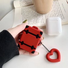 잇츠온 미니 캐리어 에어팟 케이스, 레드, 하트