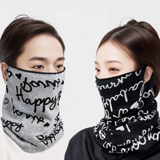 1+1 레터링 멀티 넥워머 두건 겸용 남여공용 방한 스포츠 넥워머, (귀걸이형)블랙 1개+그레이 1개, 2개 (귀걸이형)블랙 1개+그레이 1개, 1개