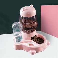 마사지 쿠션 2.2L 반려동물 물 디스펜서 고양이 자동 피더 플라스틱 개 물병 사료 공급 그릇 음용 장치컬러 그레이1핑크, 1개
