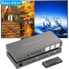 Navceker 4x2 4:2 HDMI 화면분할기 멀티뷰어 / 4K30Hz HDCP / 4개 기기를 하나의 TV 모니터 분할 출력, ZY-SW208