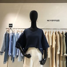 보브 린넨 브이넥 심플 반팔 티셔츠 7121240506