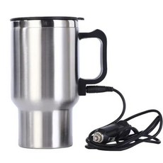 차량용커피포트 전기 주전자 자동차 가열 컵 스테인레스 스틸 보온병 물병 차 우유 12V 500ml, 1) 은, 1개