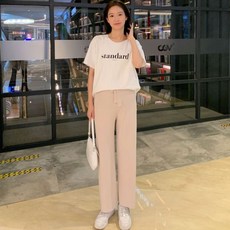 임산부 임부복 바지 2022 임신 한 여성을위한 여름 조절 허리 스트레이트 바지 통기성 넓은 출산 의류