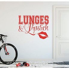 24x18 Lunges and Lipstick Women Workout Success Goal Positive Thinking Challenge Fitness Heal (Red), Red