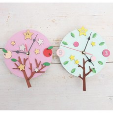 아이와함께 시계만들기 DIY 키트 한글설명서 어린이 인테리어소품 벽시계 유치원생선물, 핑크, 1개