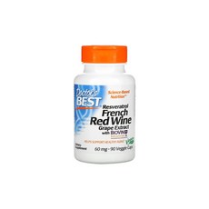 닥터스베스트 Doctor's Best French Red Wine Grape Extract 라스베라트롤 60mg 90캡슐 x2병 총 180서빙, 2병