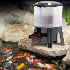 전기 생선 음식 디스펜서 LCD 디스플레이와 스마트 타이머가 있는 6L 태양열 자동 공급기 120° 분산 급이 설계 조정 가능한 거리 및 지속 시간 310mm 펠렛 크기용, 1개