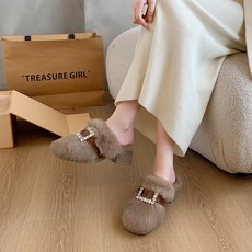바렌스 여성용 털 슬리퍼 통굽 키높이