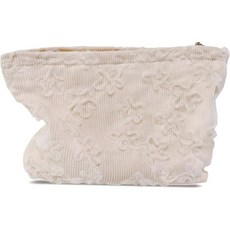 여성 플로럴 코듀로이 캔버스 여행용 메이크업 가방 화장품 파우치 지갑 정리함 카키, su Beige Corduroy-Lace Floral, 1개