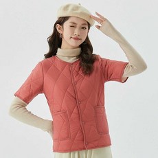 반팔패딩조끼 경량 빅사이즈 하이넥 환절기 누빔 오버핏