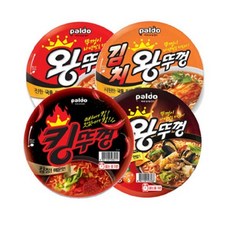 팔도 왕뚜껑 4종(혼합) x 4개 김치/킹뚜껑/짬뽕/오리지널 16 컵라면 맛있는 라면 즉석 한끼 간식 밥 라멘 점심 박스 면 추천 종류 가격 차박 음식 여행 캠핑 야식