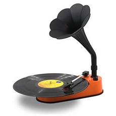 Turntable Record Player with Horn Speaker for 33/45 RPM RecordsMini Gramophone Supporting Bluetooth Playback Orange, 옵션 2 Color = Orange