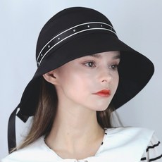루페오 여성 썬캡 오픈형 버킷햇 와이드 챙 리본 골프 모자