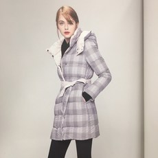 제시뉴욕 모자탈부착 허리끈 오리털 체크패딩 (인기상품)(착한가격)