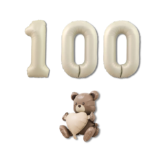 베르트폴 파티 기념일 대형 풍선세트, 테디베어 100, 1세트, 크림