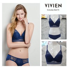 비비안 시크블루 와이어있는 몰드브라렛 햄팬티세트(브라팬티별도구매가능)