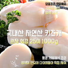 [산지직송] 국내산 자연산 통영 키조개 관자 횟감 25미 1000g, 1세트