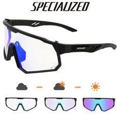 남녀공용 종 클리어 선글라스 MTB 자전거 SPECIAUZED 산악 스포츠 달리기 3 경기 철인 고글 안경 광변색 사이클링, Black Blue, 1개