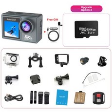 액션 캠 스포츠 방수 카메라 리모컨 포함 손떨림 방지 5K 4K60FPS 듀얼 IPS 터치 LCD 170 ° 30M 5 배 줌, 3) Standard Option 2 - With To