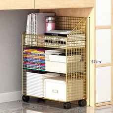 CNTCSM 테이블 아래 수납장은 책장 선반 바닥 사무실 옆에 있는 간이 카트 바퀴 달린 빠른 판매로 이동할 수 있습니다, 유사금【3단 대용량】롤러 포함