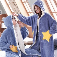 파인굿즈 뽀글이 롱 후드 후리스 수면가운 수면잠옷