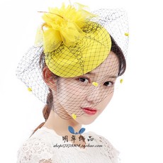 개화기 무대소품 머리 장식 헤어 액세서리 깃털 베일 신부 웨딩 머리핀 무대 공연 복고풍 레트로 크리스마