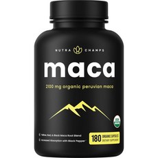 NutraChamps 컬러 마카 여성 남성용 루트 캡슐 2100mg 비건 180개 블랙 레드 옐로우 페루 젤라틴화 효능 파우더 보충제 기분 생식 에너지 지원 Q1712745