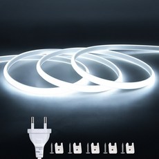  투광등 고휘도 COB LED 스트립 조명 미국 플러그 288LEDsm EU 220V 야외 정원 FOB 테이프 침실 주방 110V, WHITE_12m 