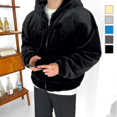 이브컴퍼니 [ 출고 ] 남녀공용 겨울 두꺼운 밍크자켓 커플 밍크후리스 남자 밍크후드집업 (3172-1)