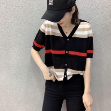 스티브케이블반팔가디건
