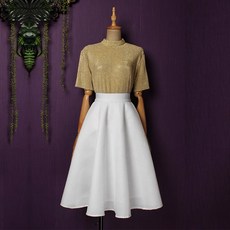 [수입] 여성 A라인 메쉬 벌룬 미디 플레어 스커트 후레아 주름 치마 코디