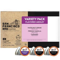 San Francisco Bay 퇴비화 가능한 커피 포드 - 큐리그 2.0 헤이즐넛 시나몬 캐러멜 바닐라 맛 커피 등 다양한 팩 맛 (40개) K 컵과 호환 가능, San Francisco Bay 퇴비화 가능한 커피 포, Variety Pack Flavored, 440g