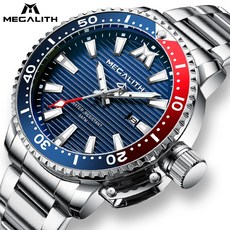 2020 MEGALITS 스포츠 야광 방수 스틸 군용 남성 패션시계