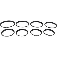 8피스 스텝업 어댑터 링 세트 49-52mm 52-55mm 55-58mm 58-62mm 62-67mm 67-72mm 72-77mm 77-82mm-블랙 포함