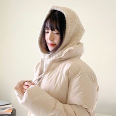 나나상점 도톰 니트 부클 버튼 바라클라바, 아이보리, 1개